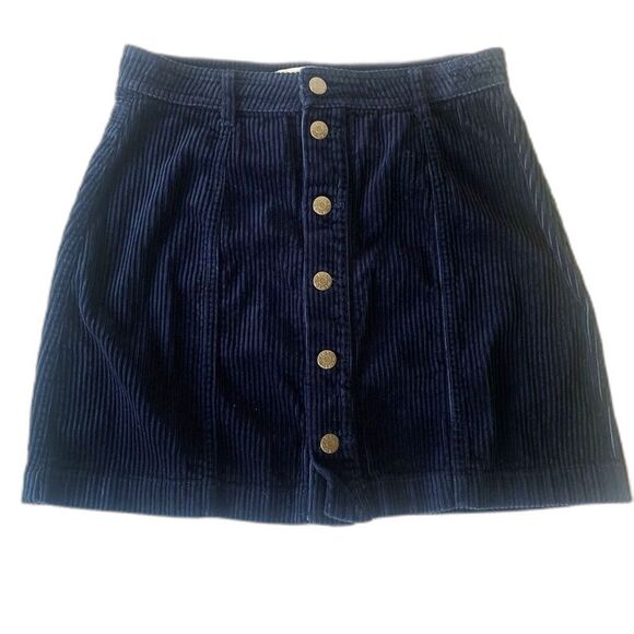 Corduroy Mini Skirt Blue Button Front Y2K Academia Gilmore Girls 90’s - Picture 1 of 7